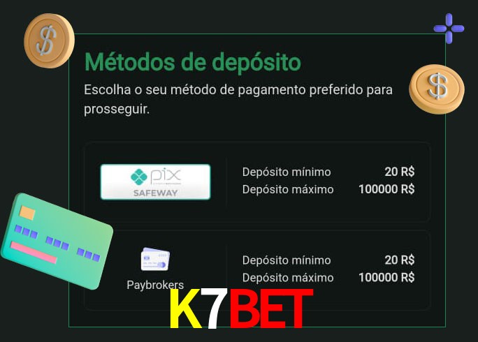 O cassino K7Bet oferece uma grande variedade de métodos de pagamento